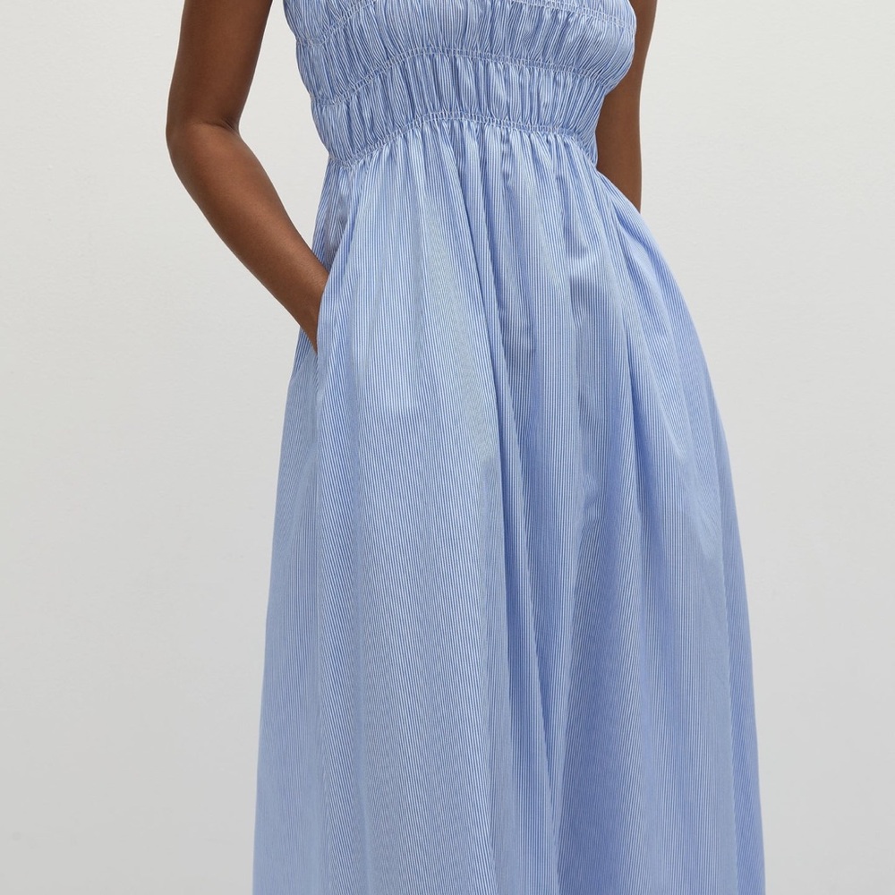 Faithfull the Brand Nica Midi Dress size small blue - Picture 2 of 5